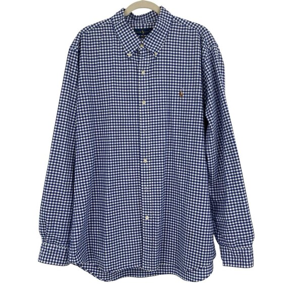 Ralph Lauren Classic Oxford Button Front Shirt Size XXL Blue SEE MEASUREMENTS - Picture 1 of 15